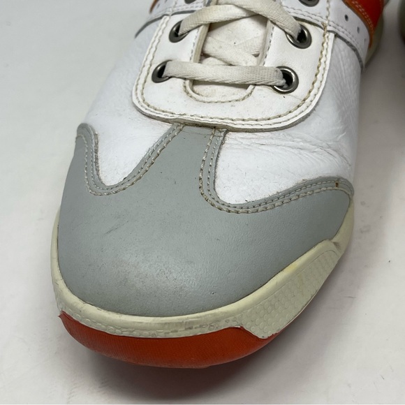 Footjoy Contour Casual Golf Shoes Mens 9.5 White Orange Leather Spikeless 54303 - Picture 7 of 16